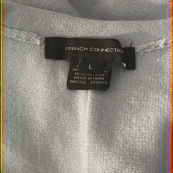 French Connection Della Vhari Light Blue Front Seam Sweater Size Large - Picture 5 of 6